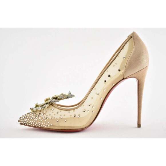 Christian Louboutin Marenude 100 Nude Strass Crystal Mesh Pigalle Heel Pump 40 - Picture 9 of 12